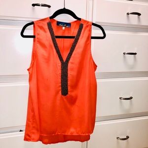 Beaded V-Neck Sleeveless Blouse